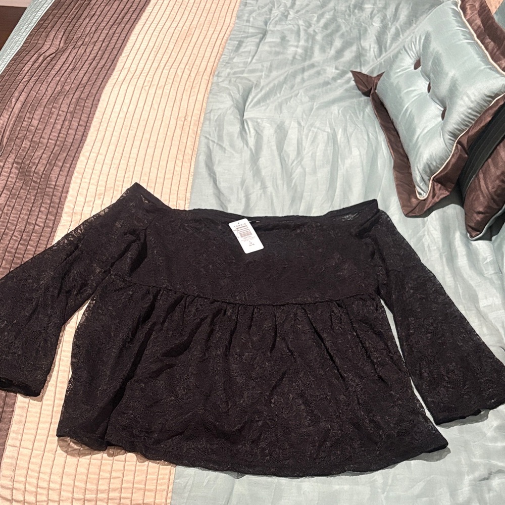 Torrid Black Lace Off-Shoulder Blouse